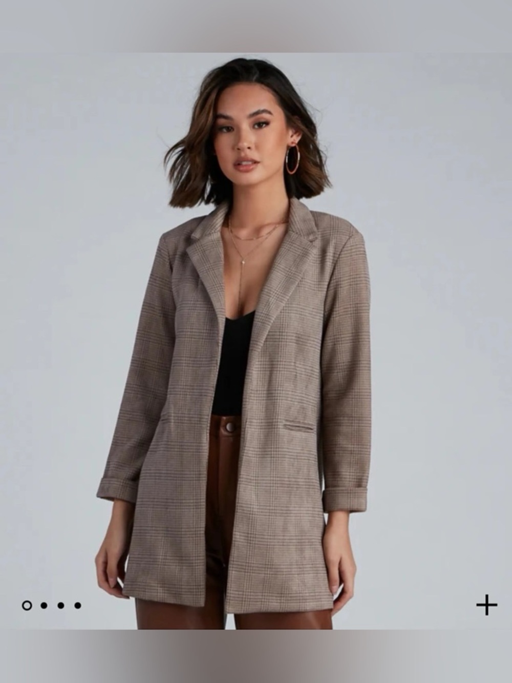 (A1) HAVE Los Angeles Taupe Faux Suede Longline Blazer Jacket Size M - Excellent